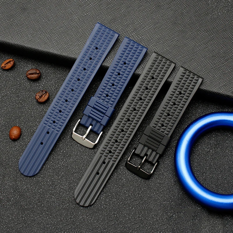 Fherman สายนาฬิกายาง 20 มม.22 มม.สายนาฬิกาสําหรับ seiko SRP777J1 นาฬิกาดําน้ําสร้อยข้อมือกันน้ําสีฟ้