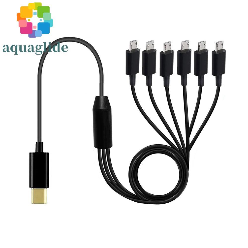 AQUAGLIDE สายแยก USB C, 6 in 1 Type-C Micro-USB Multi USB C ถึง USB C สาย, สายชาร์จเร็ว 50cm8150cm ส