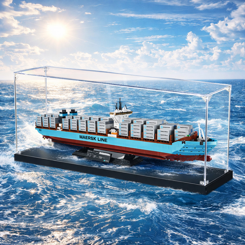 กล่องใส่เลโก้ Lego 10241 Maersk Line Triple-E สั่งตัดตามขนาด กล่องอะคริลิคใส ตู้โชว์เรือสำเภา