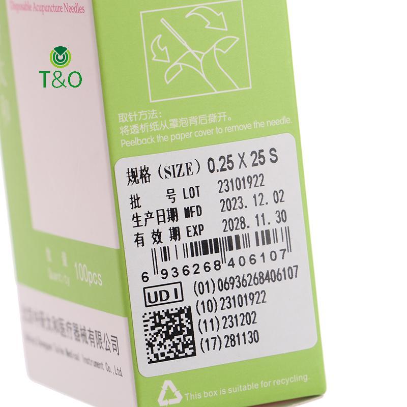 T&O ZHONGYAN TAIHE 100 ชิ้นฝังเข็มเข็มหลอดฝังเข็มทิ้งหมันความงาม 1 กล่องนวด Sterilze เข็ม