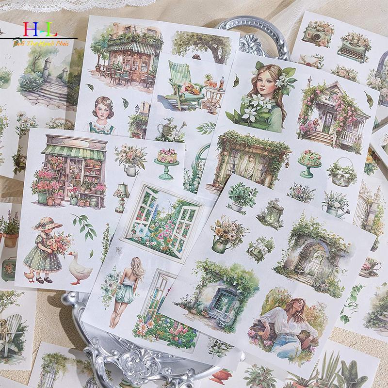HL Garden Journal Stiers, 50 แผ่น Washi Junk Journaling Stier Book,สมุดภาพ,สีน้ํา Scrapbooking สําหร
