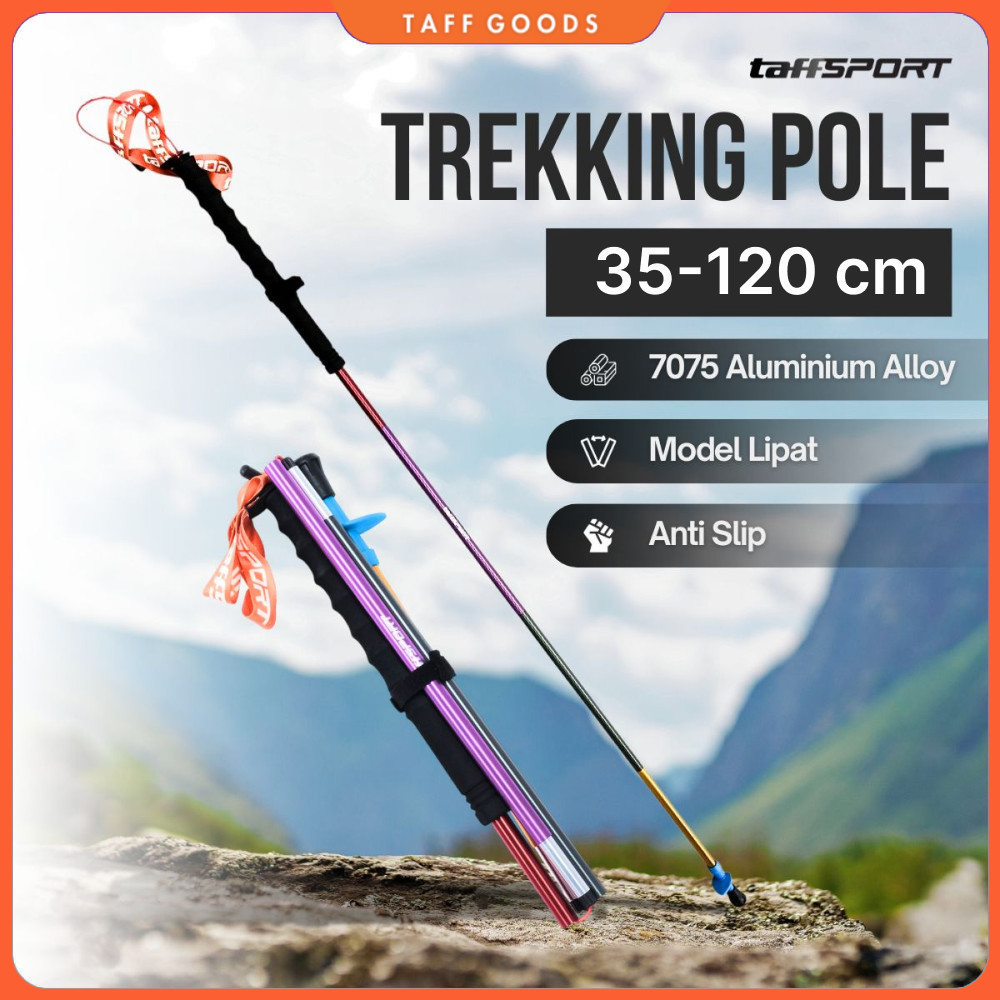 Taffisport ไม้เท้าเดินป่าแบบพับได้ Trekking Pole 7075 อลูมิเนียม 120 ซม. - 7075