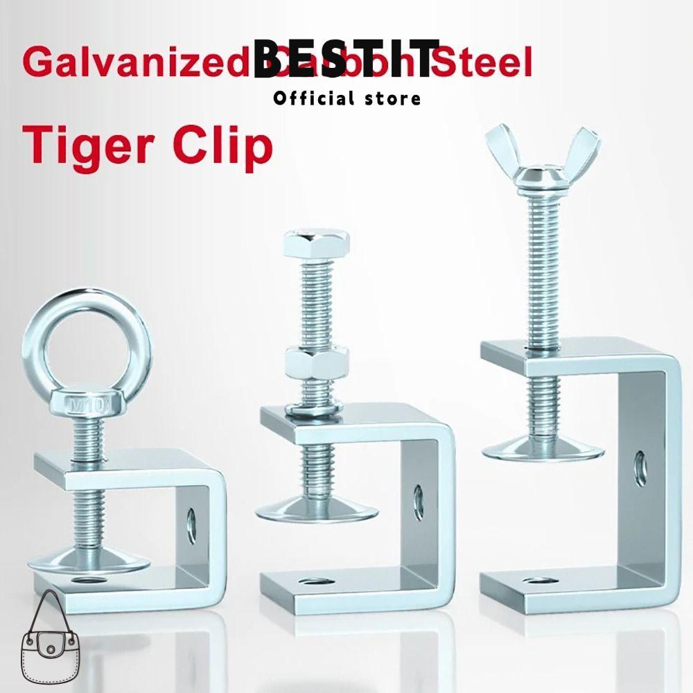 BESTIT 1 ชิ้น U Clamp, ความสูงเปิด 20-130 มม.หลายหัวคลิป C-Type, ทนทานชุบสังกะสีเหล็กคาร์บอนคงที่อุปกรณ์ติดตั้งหนา