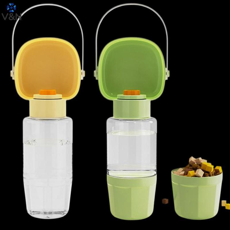 (V&N) ขวดน้ําสําหรับสัตว์เลี้ยงแบบพกพา Apanying Cup Dog Travel Water Bottle Drinking Food Bowl 2 In 