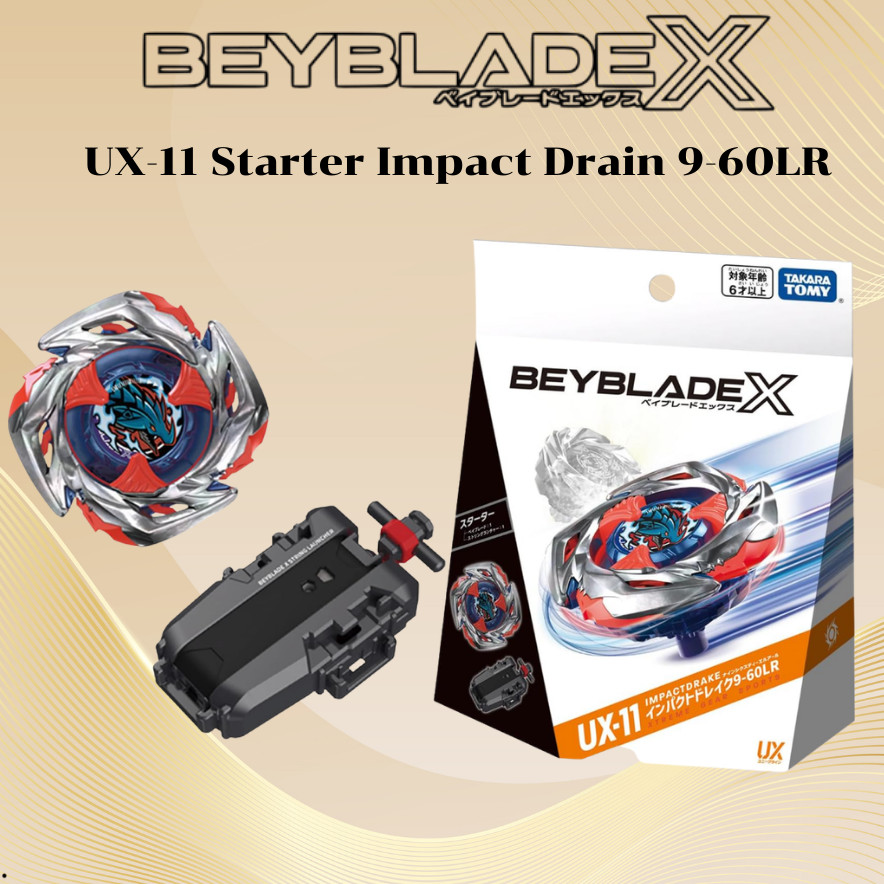Takara Tomy BEYBLADE X UX-11 Starter Impact Drake 9-60LR Heavy Attack UX Metal Toy【No Bankee】

