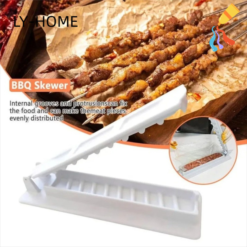 LIAOYING Bbq Meat Skewer|แบบพกพา Kebab กด Skewers Kebab Maker Grill, ของขวัญพลาสติก Bbq Skewer Maker