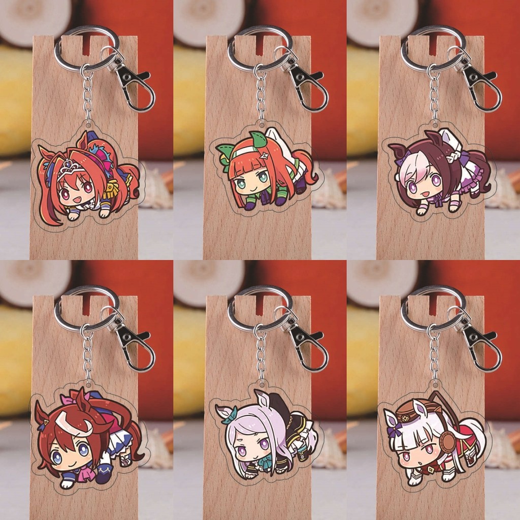 อะนิเมะ Horse Racing Lady East China Sea Emperor การ์ตูนสองมิติตาข่าย White McQueen จี้พวงกุญแจ