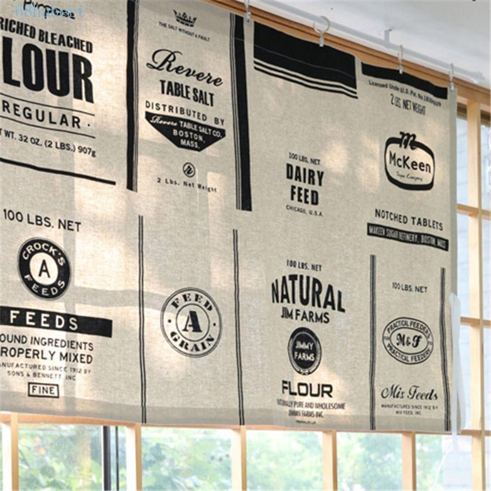 HUBERT ครึ่งผ้าม่าน Creative 45x140 ซม.สําหรับ Home, Cafe, ร้านอาหาร Vintage คําภาษาอังกฤษผ้าม่านประ