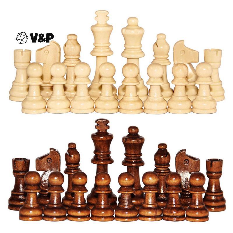 V&P 32 ชิ้น/เซ็ต 2.2 นิ้วหมากรุกไม้ชิ้น International Word Chess Game Chess Piece Entertainment Acce