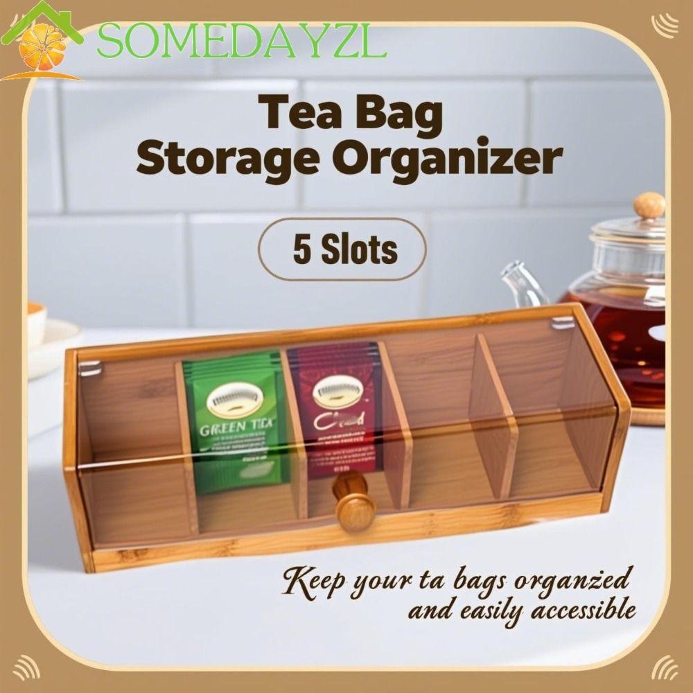 SOMEDAYZL กล่องเก็บแคปซูลกาแฟ,ประหยัดพื้นที่ 5 ช่องถุงชาจัดเก็บ,มัลติฟังก์ชั่ทนทานโปร่งใสแบบพกพา Desktop Sundries Organizer อุปกรณ์โต๊ะ
