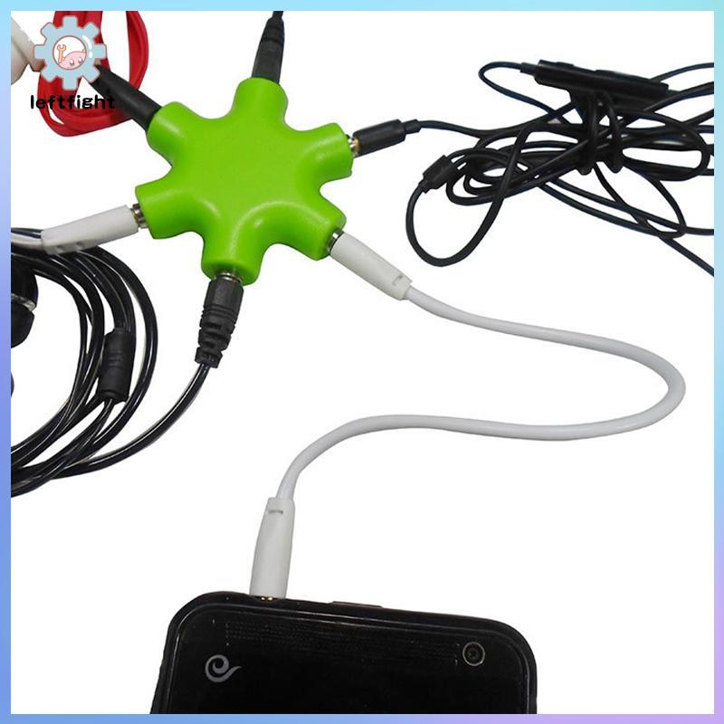 ซ้าย 6 พอร์ตหูฟัง Aux Splitter 6 In 1 อุปกรณ์เสริมสมาร์ทเสียง Aux Cable Splitter 3.5 มม.1 ชาย 5 หญิง Ja แบ่งปันอะแดปเตอร์ GHT