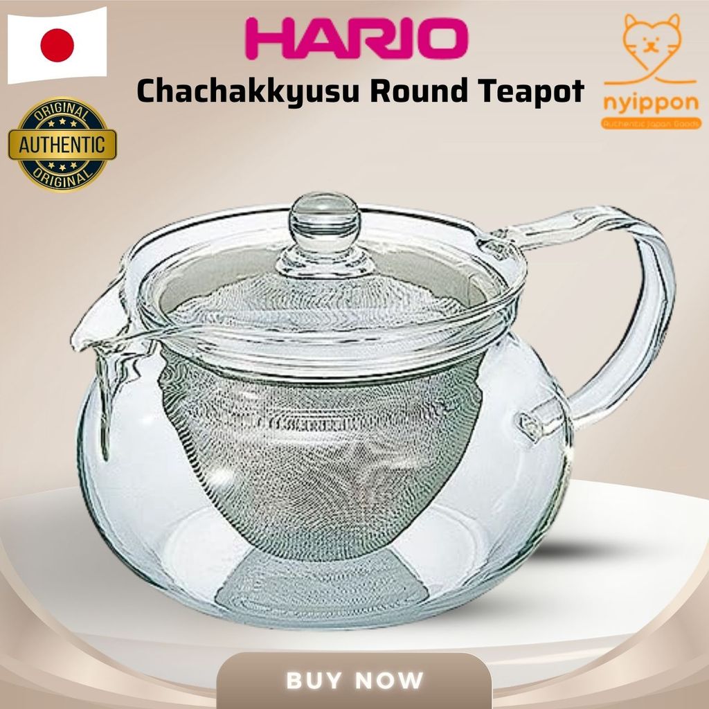 HARIO Chachakkyusu Round Teapot, Practical Capacity, Heat-resistant Glass, Ideal for Gifts