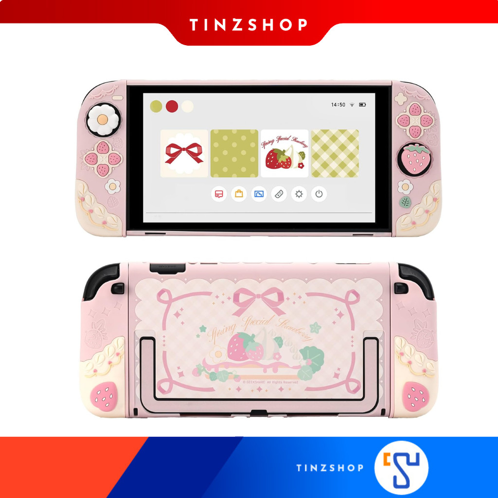 [ส่งด่วน] [Switch2] Nintendo Switch 2 GeekShare Cream Strawberry Series Protective Case  เคสสำหรับใส่เครื่องนินเทนโด้ 2