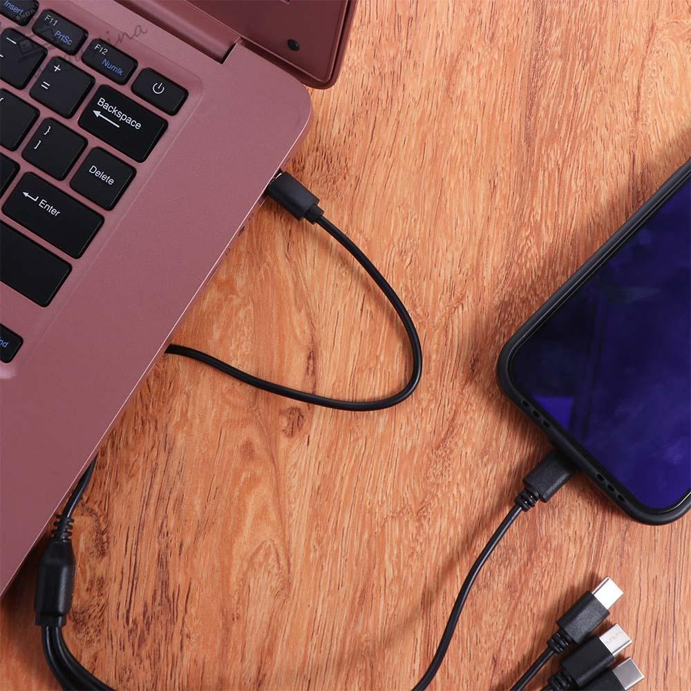 AUGUSTINA สายแยก USB C, 6 in 1 Type-C Micro-USB Multi USB C ถึง USB C สาย USB Y Splitter สีดํา 50cm8