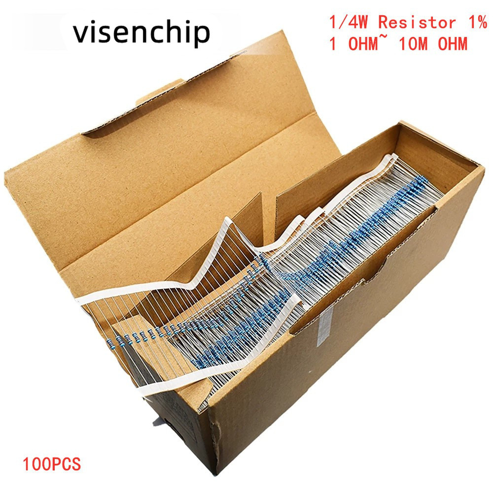 100pcs 1/4W 1R ~ 22M 1% ตัวต้านทานฟิล์มโลหะ 120R 150R 180R 200R 220R 240R 270R 300R 330R 360R 390R 4