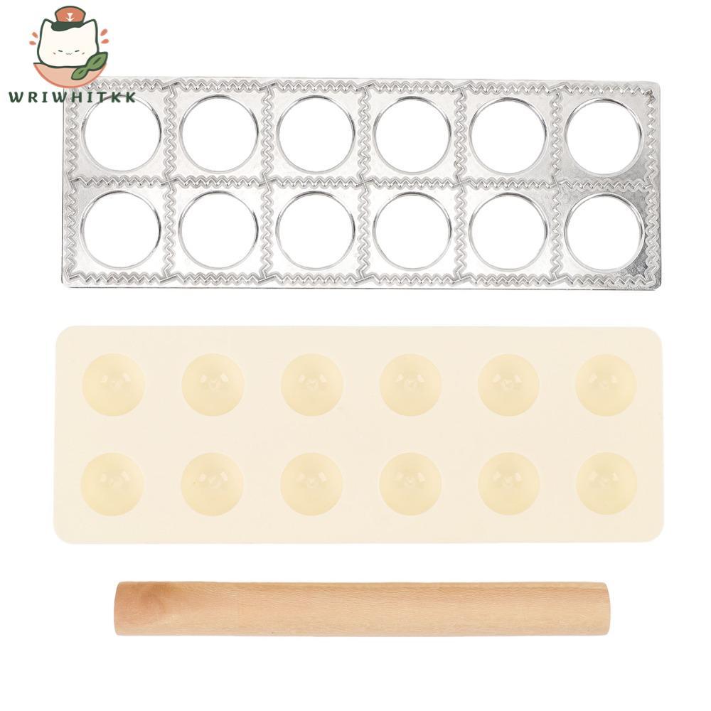 WWIWKK Ravioli กด Maker, อลูมิเนียมพลาสติก Ravioli Cutter, Dumpling ทําเครื่องมือไม้เนื้อแข็ง Rollin