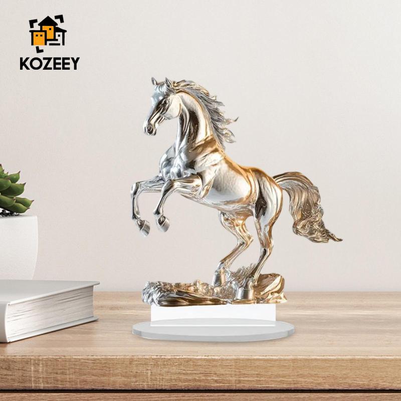 โคซี 2ง ม้าป้ายอะคริลิงานศิลปะสก์ท็อปเครื่องประดับสัตว์ตกแต่งโล่สําหรับสํานักงานตู้ห้องนั่งเล่นโต๊ะตกแต่งบ้าน