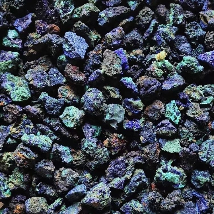 Azurite Malachite Mineral Crystal Writing Paint Powder ห้องนอนกรวดเฉพาะ Azurite หินหยาบ