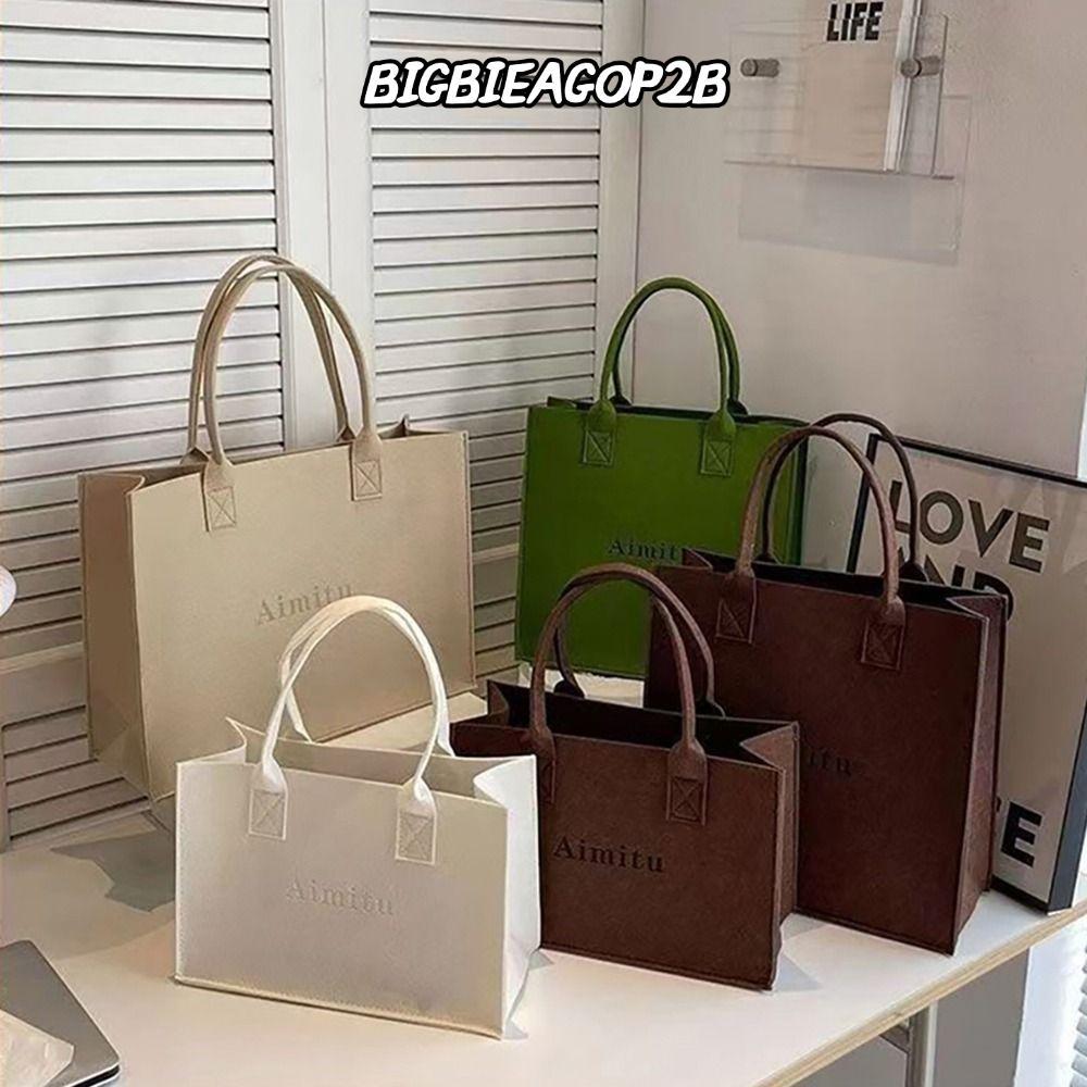 BIGBAIEGOP2B 1 ชิ้น Felt กระเป๋าสะพาย,ขนาดใหญ่ความจุสีทึบ Messenger กระเป๋า, Casual Simple Travel S/