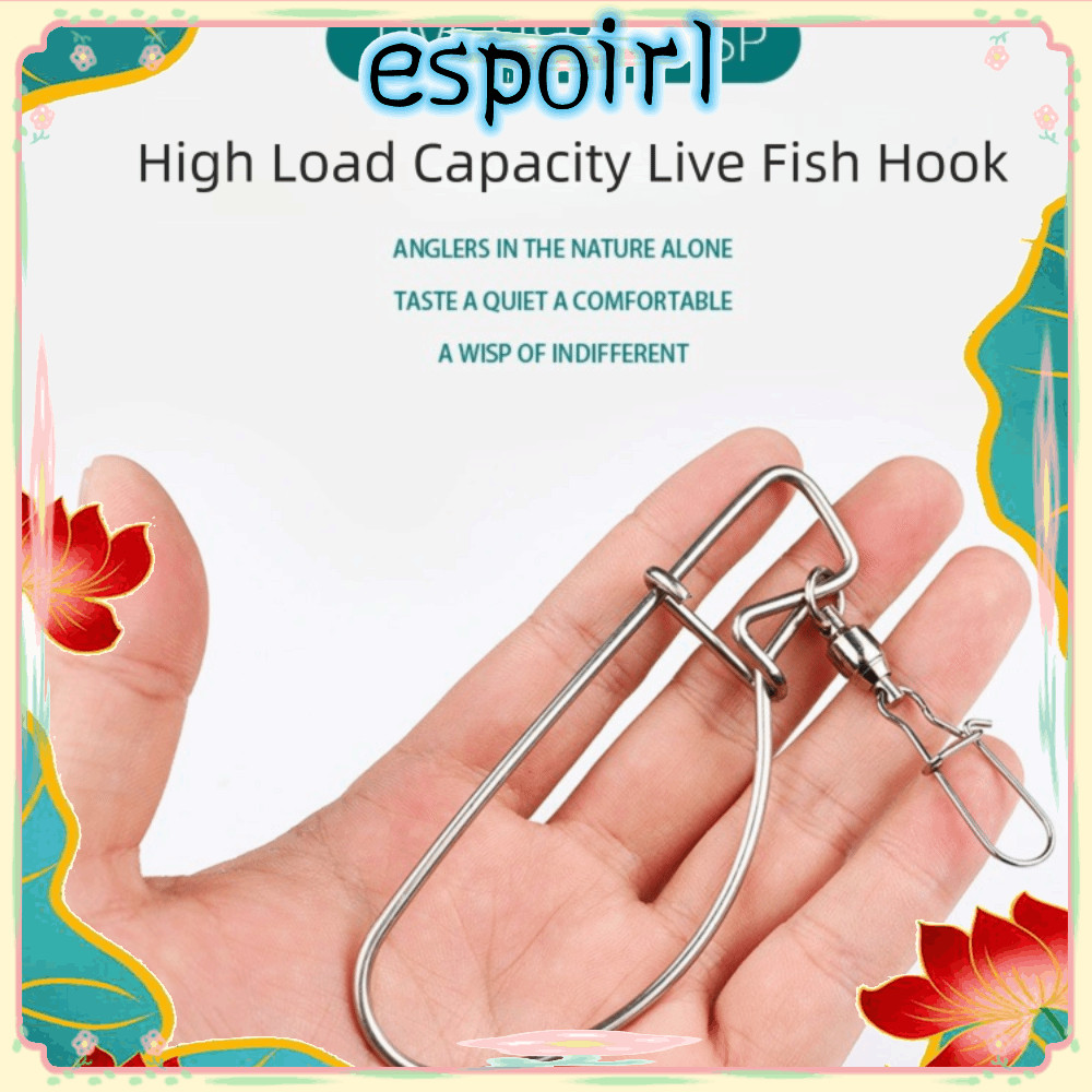 ESPOIR อุปกรณ์ตกปลารวม 5 ชิ้น ดีไซน์หัวเข็มขัดล็อคแบบทนทาน สแตนเลสมากำลังหนักสำหรับการจัดเก็บและขนย้ายปลาสด