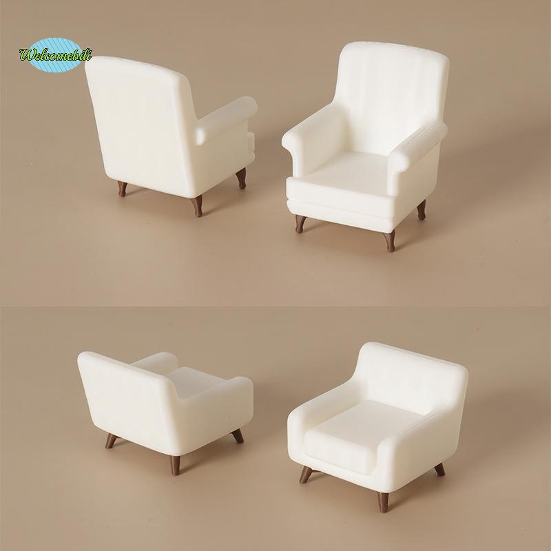 [WLB-t] 1/12 Dollhouse Mini โซฟาสีขาวตุ๊กตาจําลองเฟอร์นิเจอร์ตกแต่งตุ๊กตาฉากบ้านเครื่องประดับแกล้งทํ