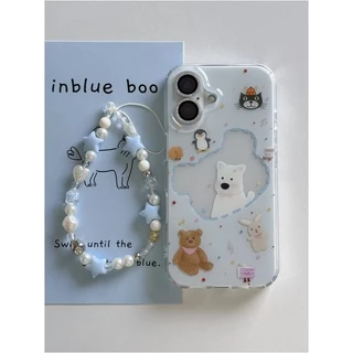 【𝐍𝐄𝐖】เคสไอโฟน เคส iPhone 17/16/15 Pro Max ลายสัตว์Jellycat สายคล้องสวย พื้นขาวเนื้อครีม