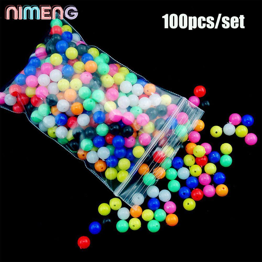 NIMENG 100 ชิ้นตกปลาข้ามลูกปัด Stoppers พลาสติก PE ไข่มุกคู่