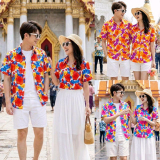 05 เสื้อเชิ้ตลายดอก ผ้าคอตตอน100% สีไม่ตก ผ้าไม่หด ลายคมชัด …