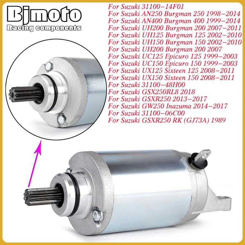 BM Starter ไฟฟ้ามอเตอร์สําหรับ Suzuki 31100-14F01 250 Burgman 250 AN400 Burgman 400 UH200 Burgman 20