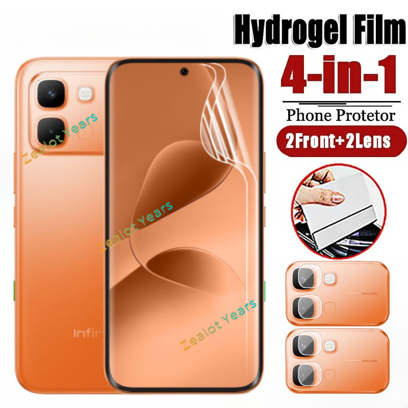 ฟิล์มไฮโดรเจล 4in1 สําหรับ Infinix Note Edge 5G หมายเหตุ 60 Pro ป้องกันหน้าจอด้านหน้า Soft Fibre แก้วด้านหลังกล้องเลนส์ฟิล์ม