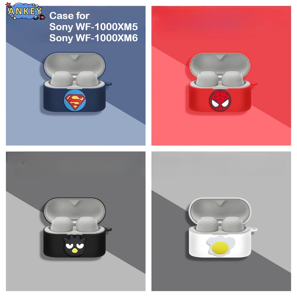 Case for Sony WF-1000XM6 / XM5 Earphone Protective Cover Superman Pattern Anti-fall Soft Silicone Wi