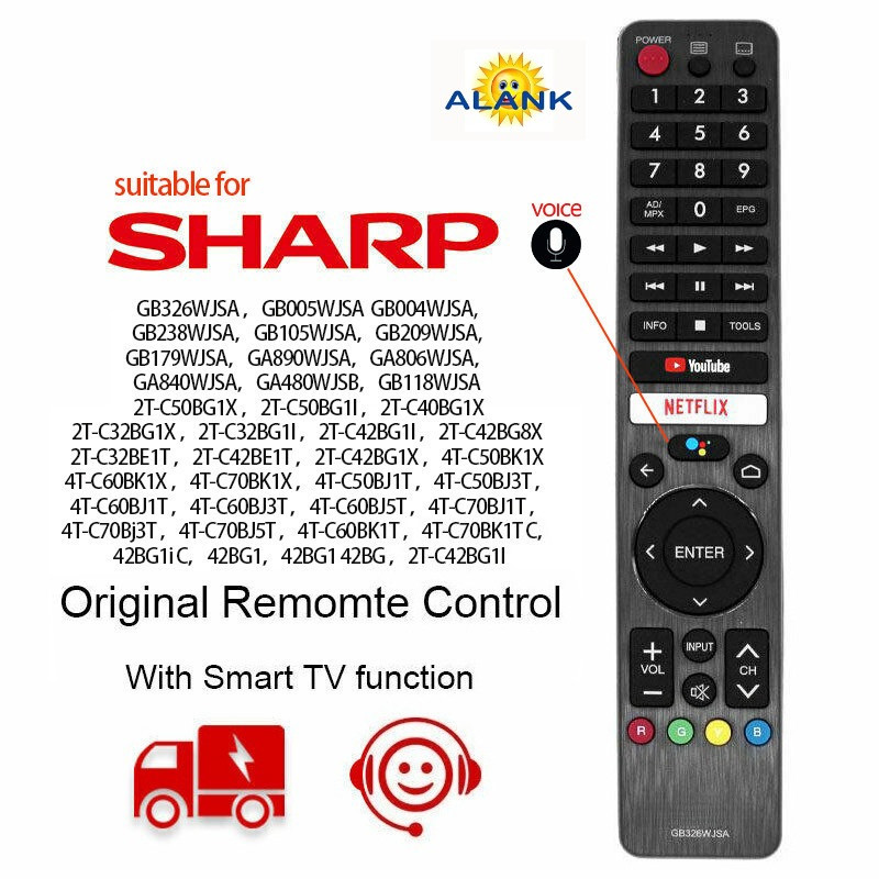 ของแท้ รีโมททีวี SHARP Smart TV รีโมทเสียง รีโมท remote GB326WJSA Netflix YouTube