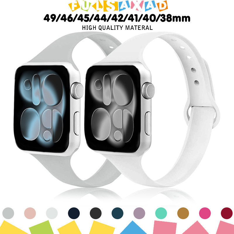 สายซิลิโคนบาง สายรัดข้อมือปรับได้อุปกรณ์เสริม for Apple Watch Ultra/SE 3 2 IWatch Series 11 10 9 8 7 49 45 44 40 42 38มม