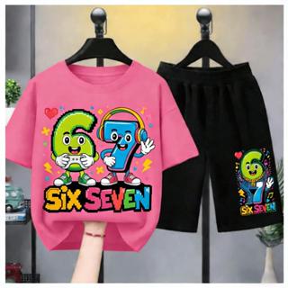 【 Kids】ชุดเด็กฮิต 2ชิ้น ลายตัวเลข67 สไตล์เกม ผ้าฝ้ายสบาย สไต…