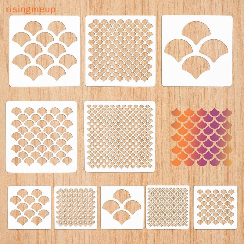 [risingmeup] Fish Scale Stencil Face Painting Stencils สําหรับภาพวาดแต่งหน้าลายฉลุนํากลับมาใช้ใหม่ Face Paint Stencils ใหม่