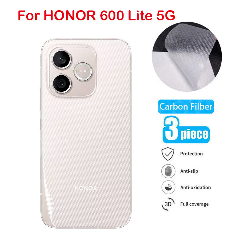 1-3 ชิ้นคาร์บอนไฟเบอร์กลับฟิล์มสําหรับ Honor 600 Lite Pro 4G 5G 2026 Anti-Scratch สติกเกอร์ป้องกันหน้าจอป้องกันฟิล์ม