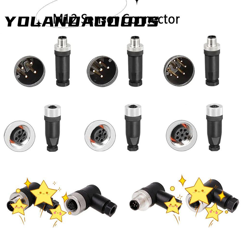 YOLA M12 Sensor Connector, 4 5 8 Pin ชายหญิงซ็อกเก็ต M12 ปลั๊กการบิน, Connector M12 Sensor Cable Con