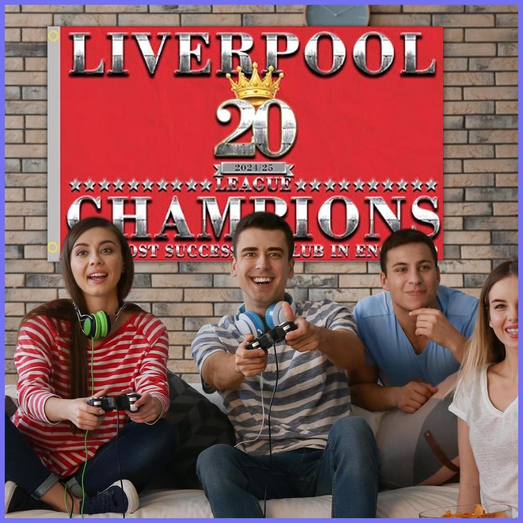 Champions Soccer Flag 2025 League Winner England Football Club Banner Championship Flag 3x5 Ft สําหร