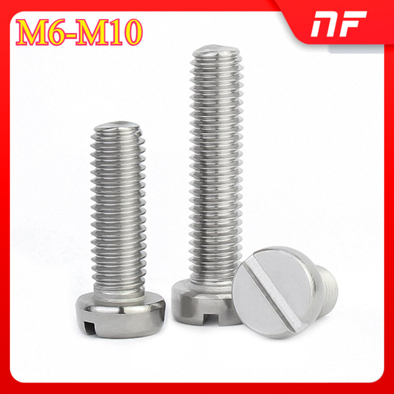 304 สแตนเลส one-slot สกรูหัวทรงกระบอก GB65 สกรู slotted หัวกลม bolt M6M8/M10XF-F01