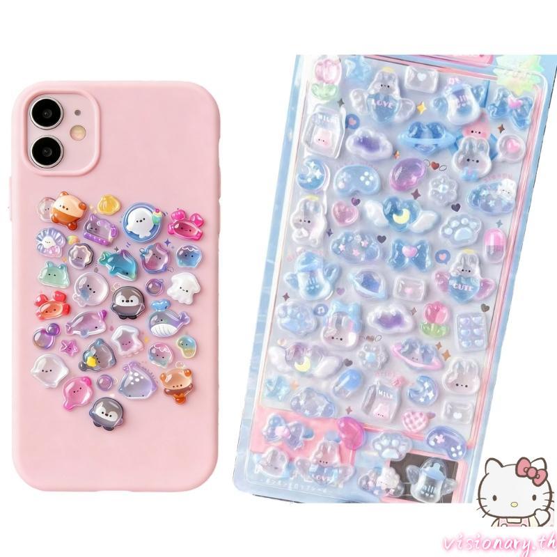 Vision นูนสัตว์สติกเกอร์การ์ตูน PVC เรซิ่นสติกเกอร์สําหรับ Scrapbooking Notebook Journal ฝาครอบโทรศั