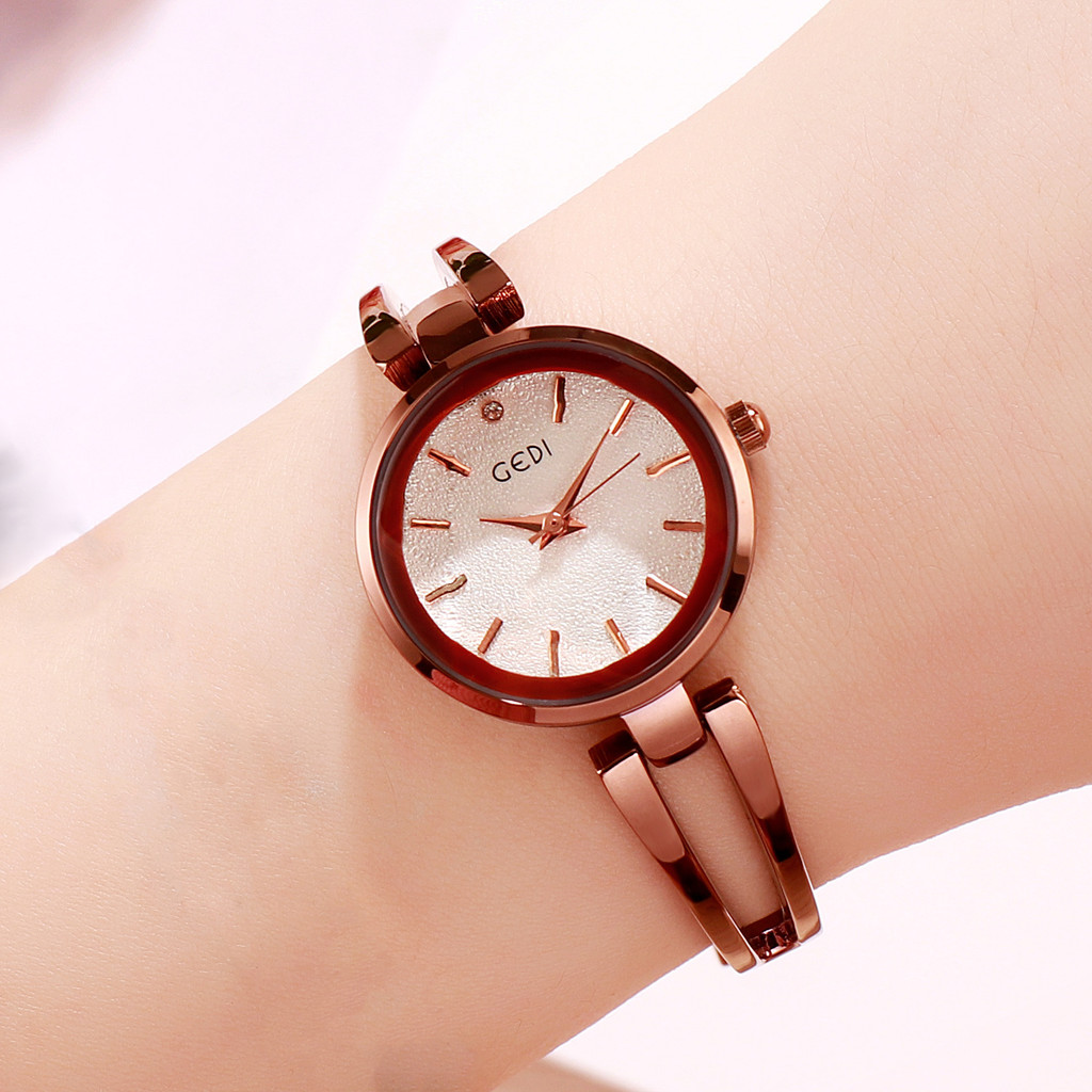 Gedi bracelet watch for women, elegant, waterproof, compact alloy quartz watch