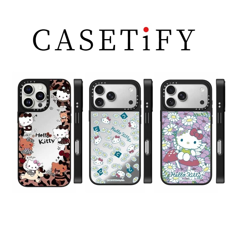 พื้นผิวกระจกแม่เหล็กการ์ตูนแมวเคสไอโฟนเหมาะสําหรับ ไอโฟน 17 มือโปร สูงสุด 17 16 15 14 13 12 พร้อมฟังก์ชั่นติดแม่เหล็ก