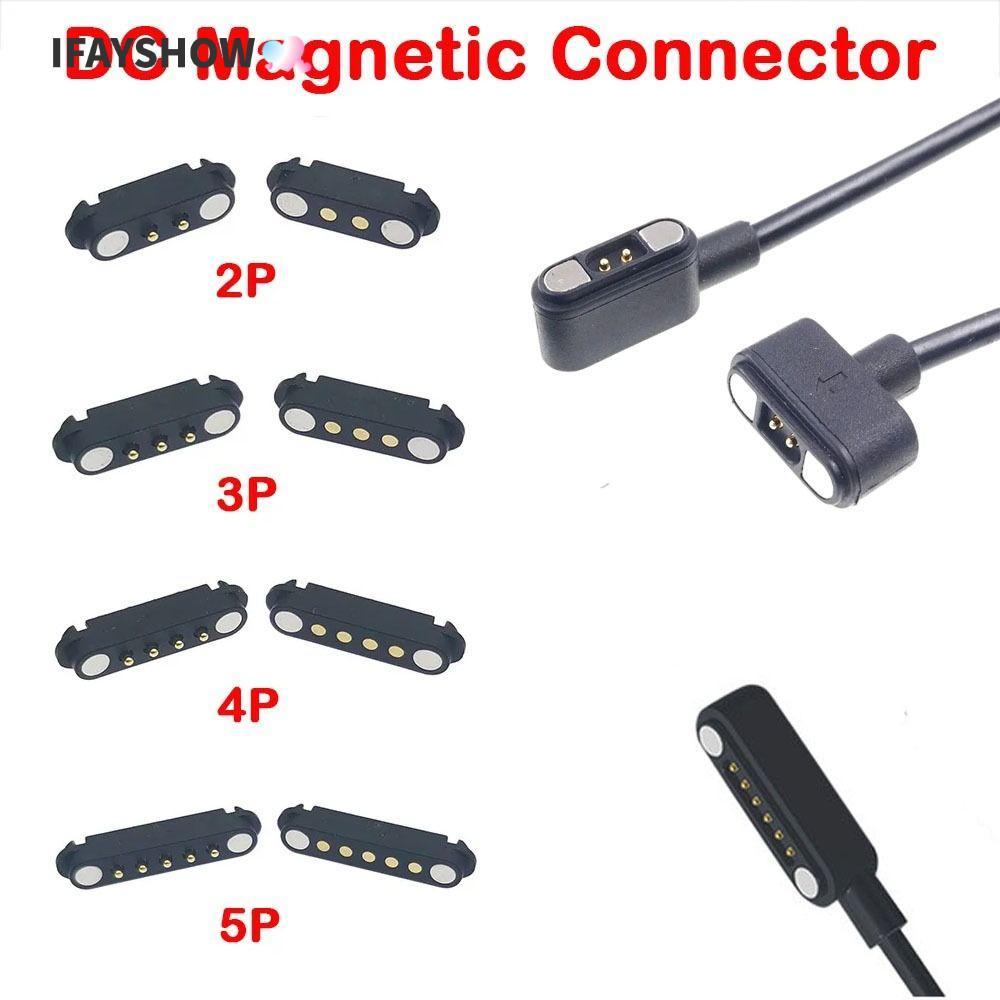IFAYSHOW Pogopin Magnetic Connector, 2A High Current DC Magnetic Pogo Pin Connector, Spacing 2.54 มม.กันน้ํา 2Pin 3Pin 4Pin 5Pin Magnetic Contact Connector