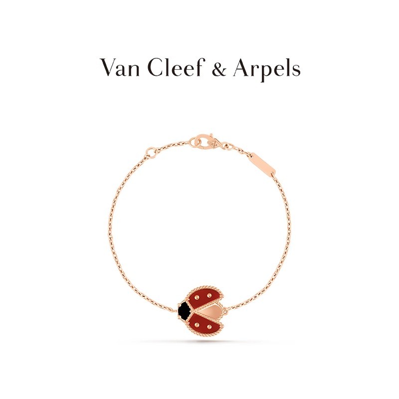 [กล่องบรรจุภัณฑ์] Vca Lucky Spring Vca Lucky Spring Ladybug Open Wings 18K Rose Gold Carnelian Brace