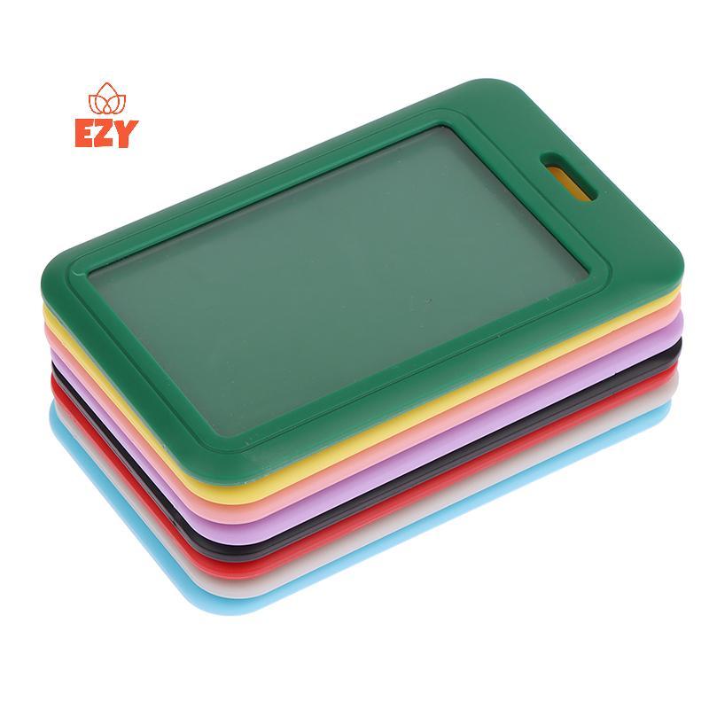 EZY 1 PC สองด้านบัตรเครดิตฝาครอบพลาสติกแข็งผู้ถือป้ายพร้อมสล็อตสําหรับแท็กพนักงานกิจกรรม ID ผู้ถือบั
