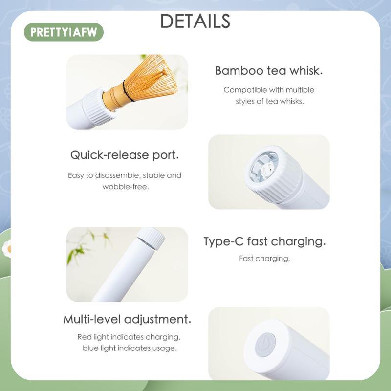 [prettyiafw] เครื่องผสมมัทฉะไฟฟ้าแบบพกพาใช้งานง่าย Type C ชาร์จ Stirrer 3 ความเร็วมือถือสําหรับบาร์ร