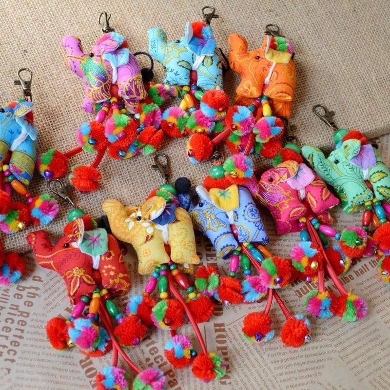 T Thailand Little Cloth Elephant Bag Trailer Hanging Keychain Fabric Accessories Thailand Gifts ของท