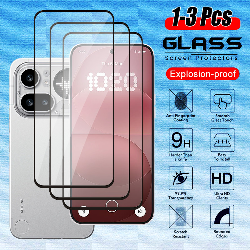 1-3 ชิ้นลายนิ้วมือปลดล็อค Clear Edge กระจกนิรภัยสําหรับโทรศัพท์ Nothing 4a 3a 2a Pro Lite Plus Phone4a 4aPro 3 2 5G 3D Edge Protector เต็มหน้าจอฝาครอบ HD ป้องกันหน้าจอฟิล์ม