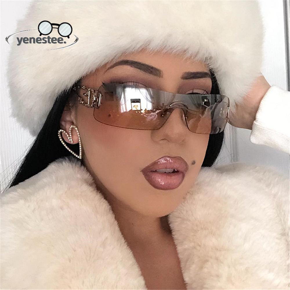 YENESTEE Y2K แว่นกันแดด Retro UV400 Cyber Men Shades