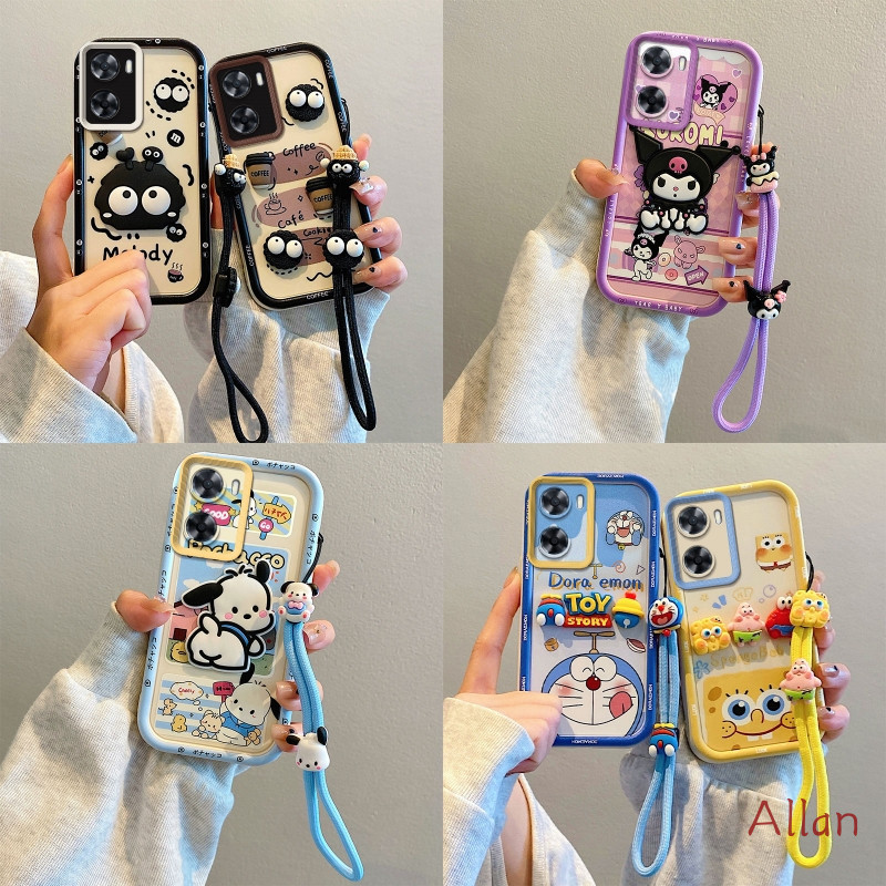 เคส oppo a57 4G / a57s / a57e กรณี TPU 2026 ใหม่ Kawaii ซิลิโคนนุ่มคลุมทั้งหมดกันกระแทก, Lanyard Anti-Loss เคสโทรศัพท์ BSJGS